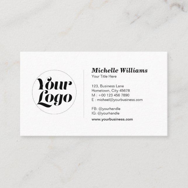 Custom Round Logo Professional Modern Simple Busin Business Card (Front)