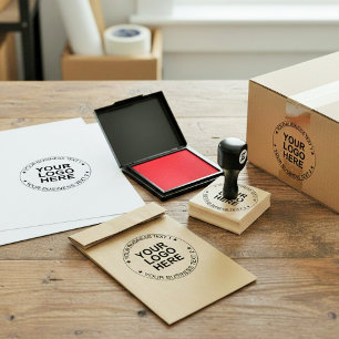 Custom Round Logo Stamp. Modern Business Text Seal Rubber Stamp