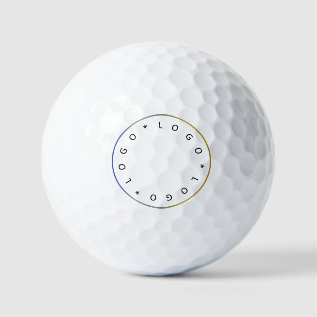 Custom Round Logo with Blue Silver Golden Frame Golf Balls (Front)