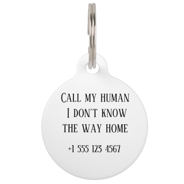 Custom Round Pet Tag – Humour & Safety (Front)