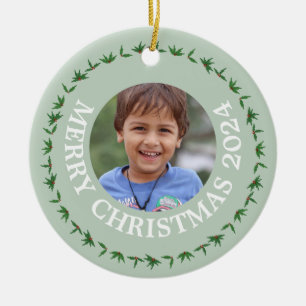 Custom Round Photo Christmas Ornament