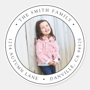 Custom Round Photo Return Address Label Sticker
