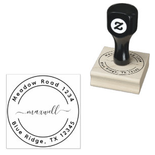 Custom Round Return Address – Simple Minimalist Rubber Stamp