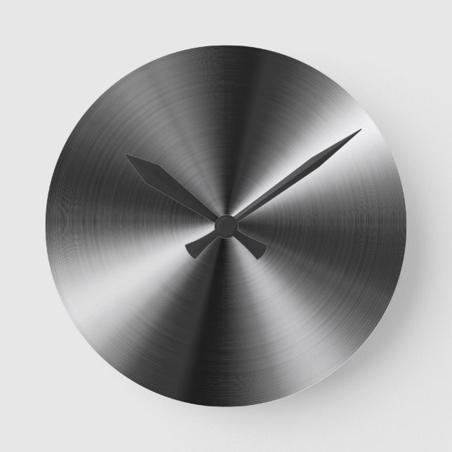 Custom Round Stainless Steel Look Clock (Front)