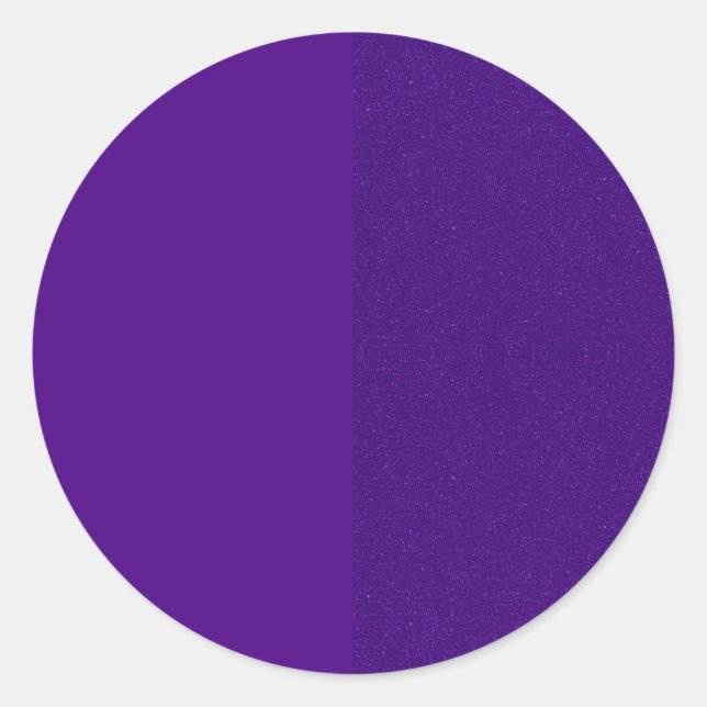 Custom Round Sticker – Solid & Noise Purple Split (Front)