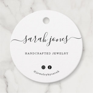 Custom Round White Calligraphy Script Hang Tag