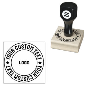 Custom Round Wood Stamp – Personalized Name, Logo