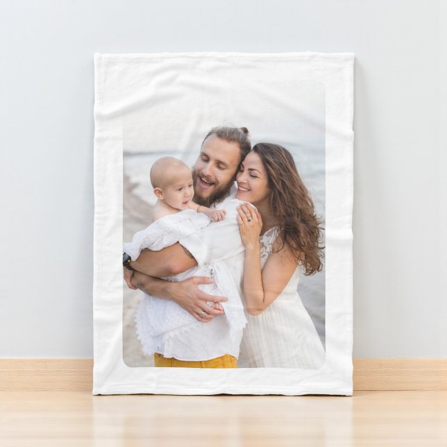 Custom Rounded Corner Photo Family Fleece Blanket (Creator Uploaded)