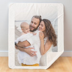 Custom Rounded Corner Photo Family Sherpa Blanket