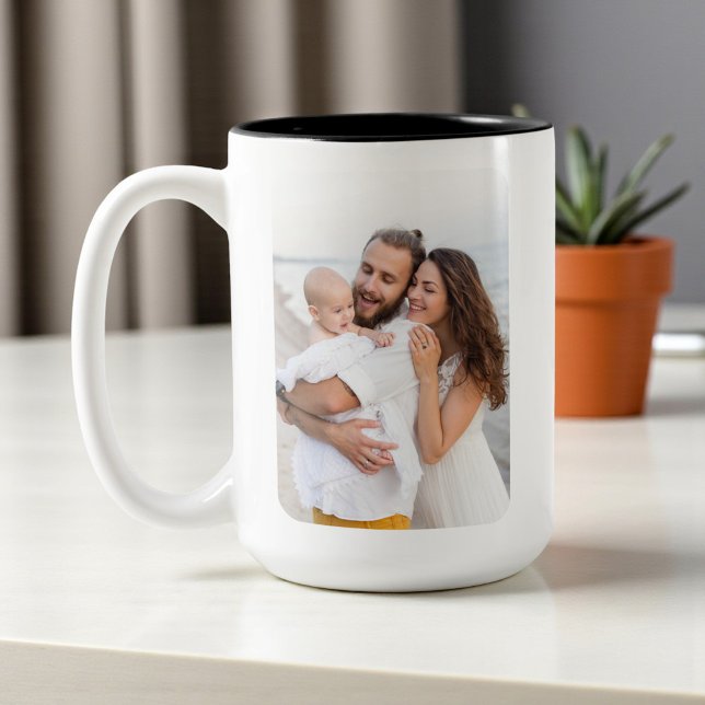 Custom Rounded Corners Photo Family  Two-Tone Coffee Mug (Creator Uploaded)