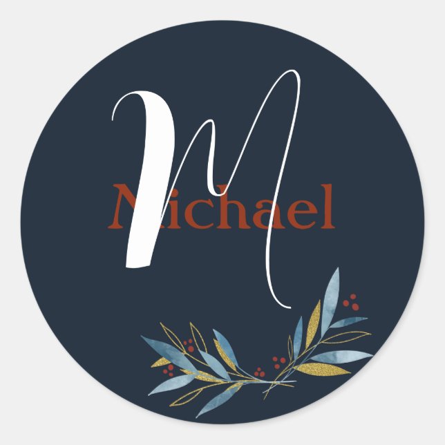 Custom Rounded Frame with Branch Bouquet Classic Round Sticker (Front)