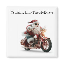 Custom Route 66 Biker Santa Fridge Art