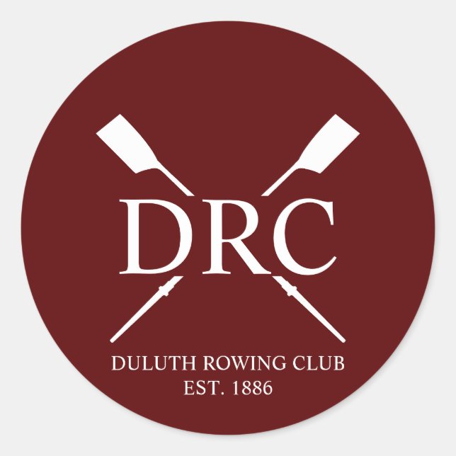 Custom Rowing Club Monogram Classic Round Sticker (Front)