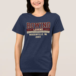 Custom Rowing Lover Rower Crew Location Date Name Tri-Blend Shirt