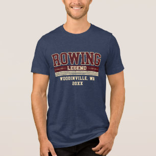 Custom Rowing Lover Rower Crew Location Date Name Tri-Blend Shirt