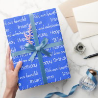Custom Royal Blue All-Occasion Wrapping Paper