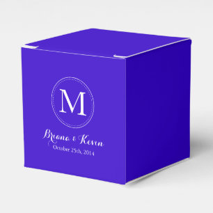 Custom Royal Blue Coloured Monogram Favour Boxes