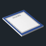 Custom Royal Blue White Editable Colour Notepad<br><div class="desc">Modern and trendy royal blue (background colour can be edited) personalized notepad with your name or any text you choose at the top.</div>