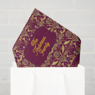 Custom Royal Burgundy & Gold Ornate Luxury  Tissue Paper