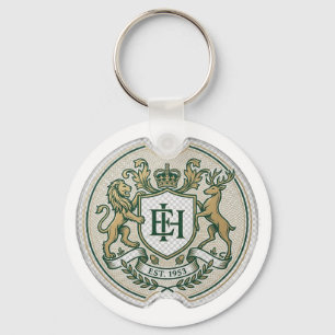 Custom Royal Coat of Arms Car Coaster   Vintage Mo Keychain