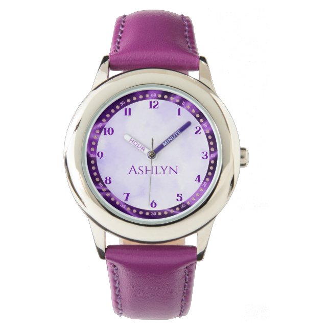 Custom Royal Lilac Sparkling Kids Learning Watch (Front)