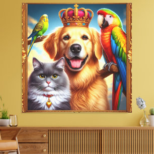 Custom Royal Pet Portrait Noble Digital Art Canvas Print
