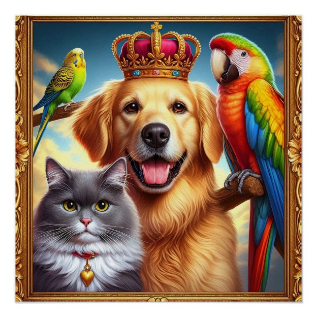 Custom Royal Pet Portrait  Noble Digital Art  Poster (Front)