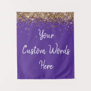 Custom Royal Purple Gold Birthday Party Photobooth Tapestry