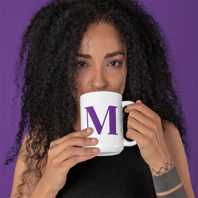 Custom Royal Purple Letter Personalized Initial Coffee Mug (Creator Uploaded)