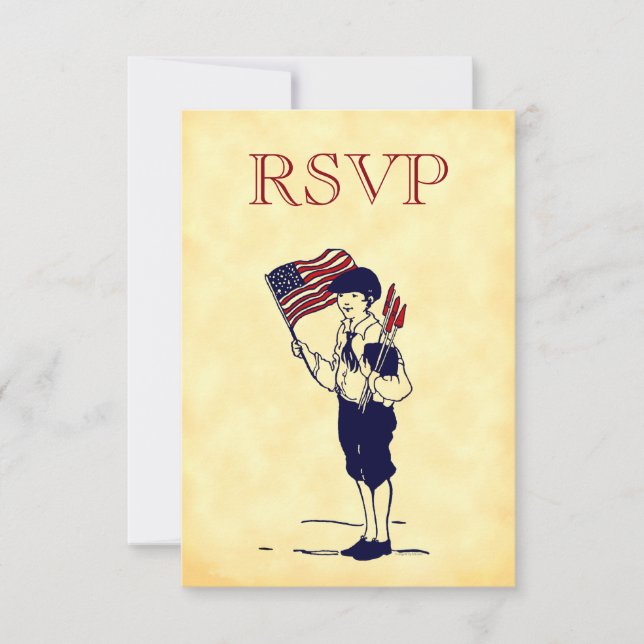 Custom RSVP Vintage 4th of July Party Card (Front)