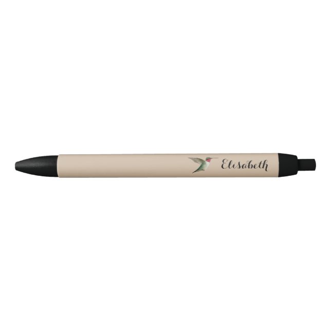Custom Ruby-throated Hummingbird Black Ink Pen (Front)