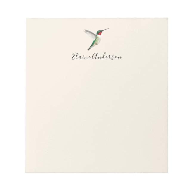 Custom Ruby-throated Hummingbird Notepad (Front)