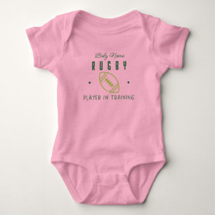 Custom Rugby Player in Training Cute Rugby Fan Baby Bodysuit