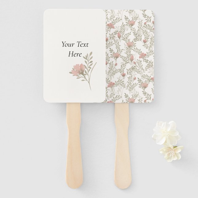 Custom Rust and Sage Party Supply Hand Fan (Front and Back)