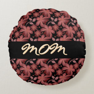 Custom Rust Floral Seamless Pattern  Round Pillow