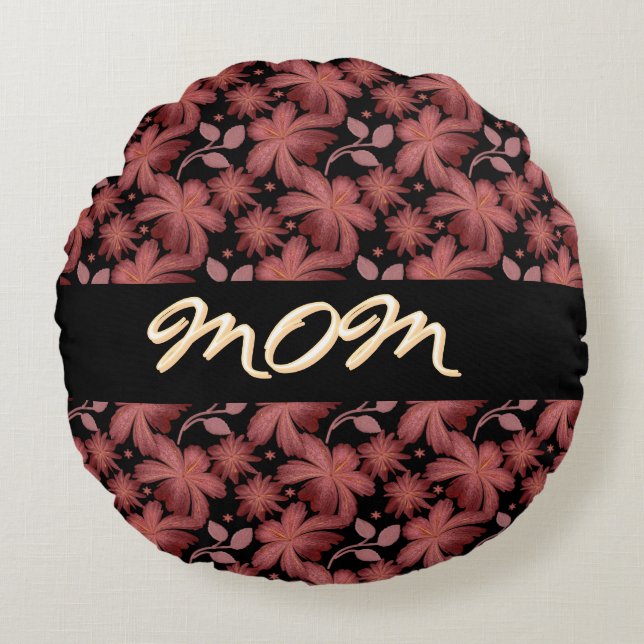 Custom Rust Floral Seamless Pattern  Round Pillow (Front)