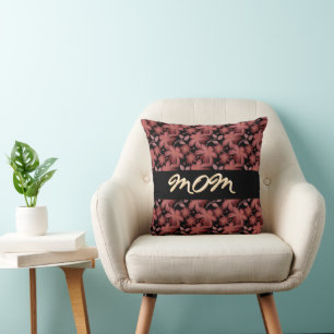 Custom Rust Floral Seamless Pattern  Throw Pillow