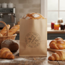 Custom Rustic Bakery Logo Kraft Paper Treat Bag