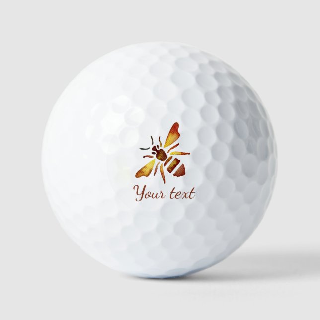 Custom Rustic bee rusty brown yellow antique Golf Balls (Front)