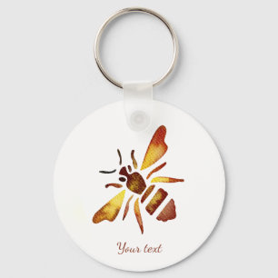 Custom Rustic bee rusty brown yellow antique Keychain