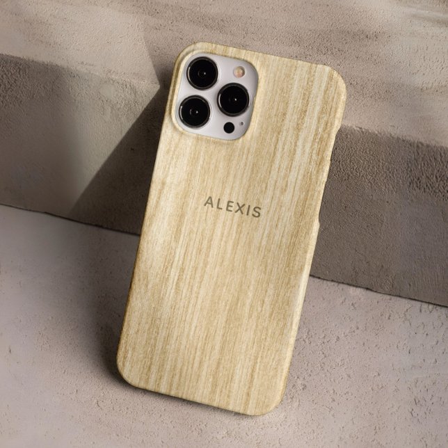 Custom Rustic Beige Faux Wooden Personalized Case-Mate iPhone Case (Creator Uploaded)