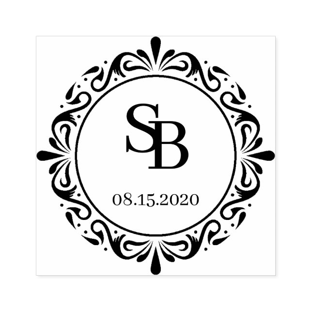 Custom Rustic Botanical Country Wreath Wedding Rubber Stamp (Imprint)