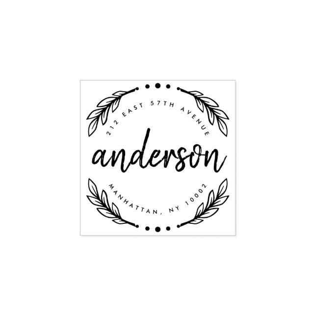 Custom Rustic Brush Script Family Return Address Rubber Stamp (Imprint)