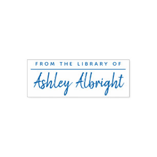 Custom Rustic Brush Script "From The Library Of" Self-inking Stamp