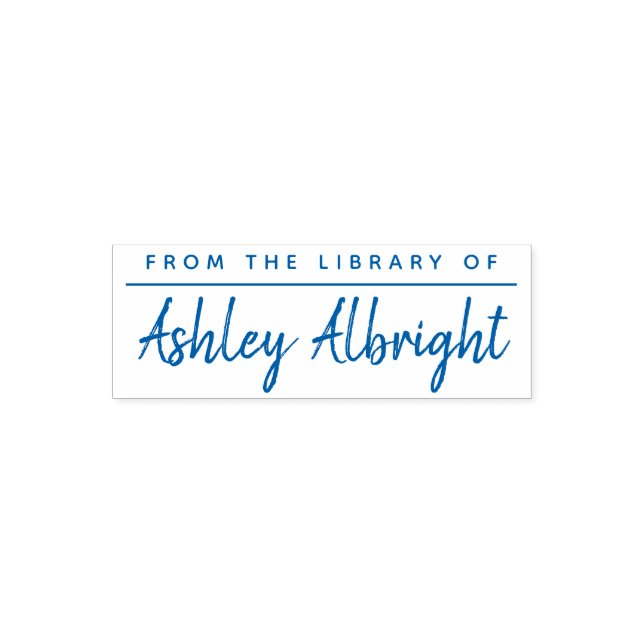 Custom Rustic Brush Script "From The Library Of" Self-inking Stamp (Design)