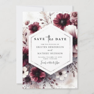 Custom Rustic Burgundy Wedding  Save The Date