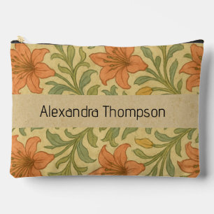 Custom rustic burlap Kraft background Floral Accessory Pouch
