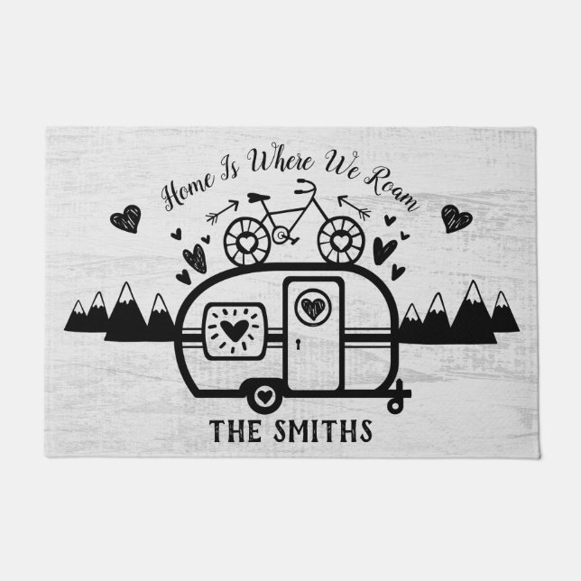 Custom Rustic Camping Camper Trailer Rv Lifestyle Doormat (Front)