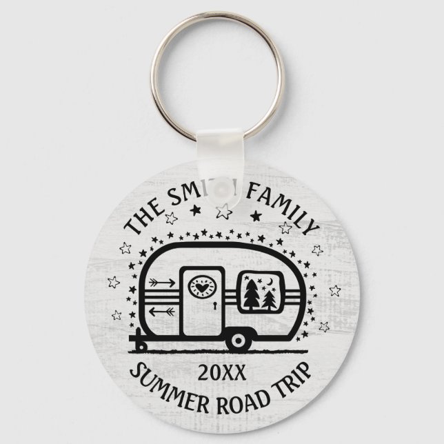 Custom Rustic Camping Camper Trailer Rv Lifestyle Keychain (Front)