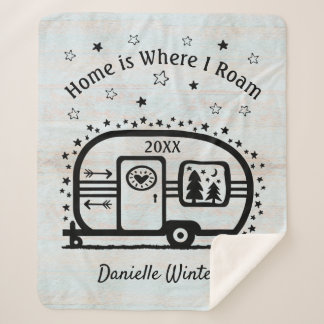 Custom Rustic Camping Camper Trailer Rv Lifestyle Sherpa Blanket